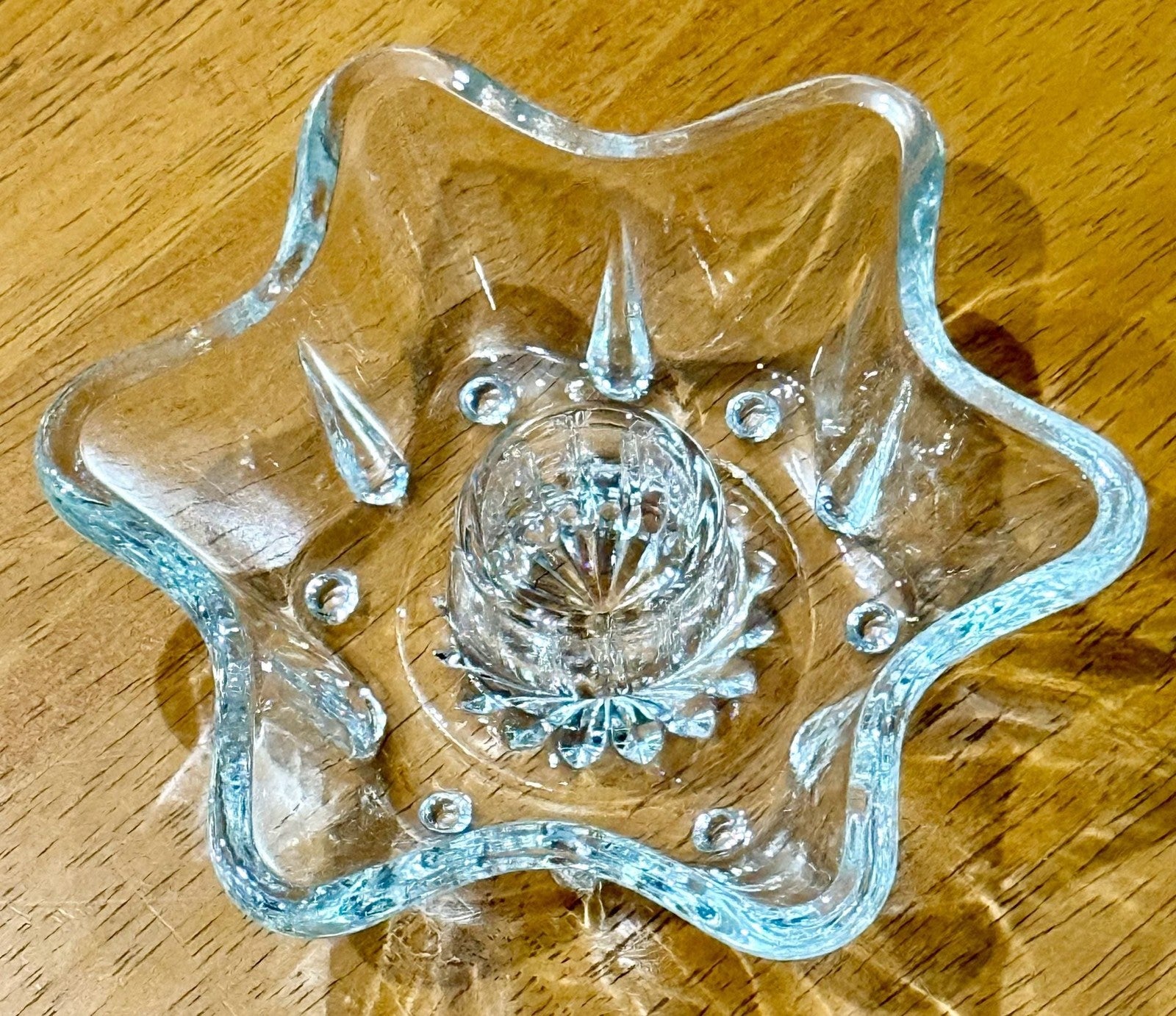 Vintage Hazel-Atlas Clear Pressed Glass 6-Point Star Taper Candle Holder