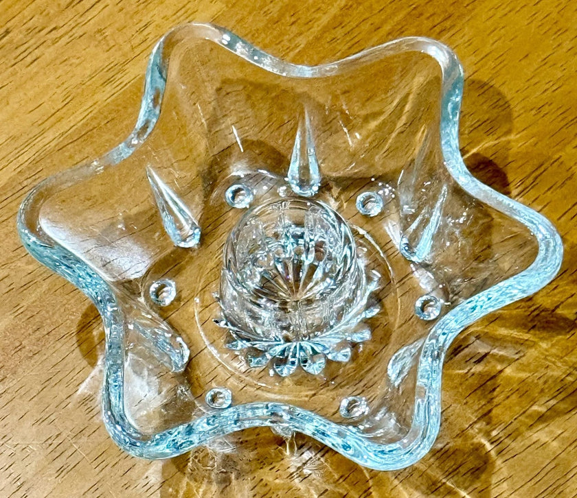 Vintage Hazel-Atlas Clear Pressed Glass 6-Point Star Taper Candle Holder