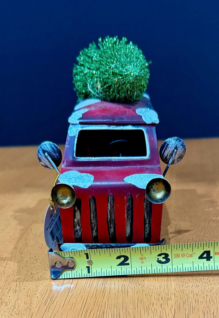 Enchanted Forest Red Metal Truck Christmas Decor Toy