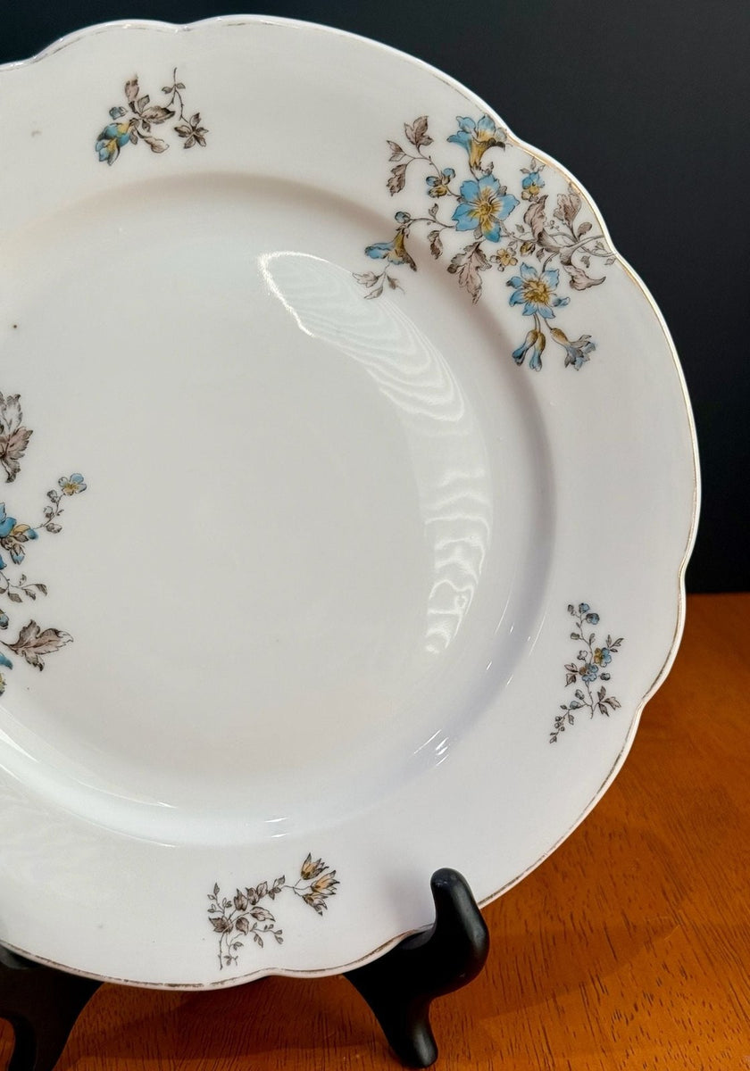 Vintage BSM Fine Porcelain Floral Scalloped Dinner Plate Blue Yellow