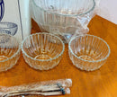 Vintage Godinger Silver 7 Piece Crystal and Silverplate Salad Bowl Set 900/4