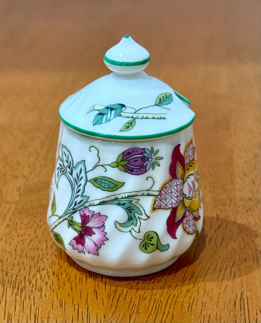 Vintage Minton Haddon Hall Bone China Mustard or Condiment Pot with Lid