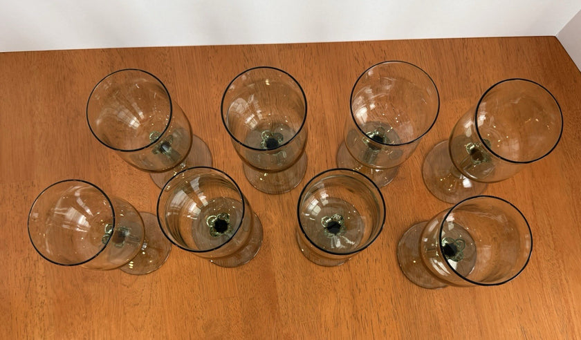 Vintage Set Of 8 Lenox Green Mist Wine Goblets Expression Line Smoky Green Sage