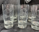 Set Of 8 Heavy Base Controlled Bubble Bottom Highball Glasses 16 oz DEK Engraved