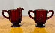 Vintage Westmoreland Amethyst Glass Purple Creamer & Sugar Set Grape & Vine