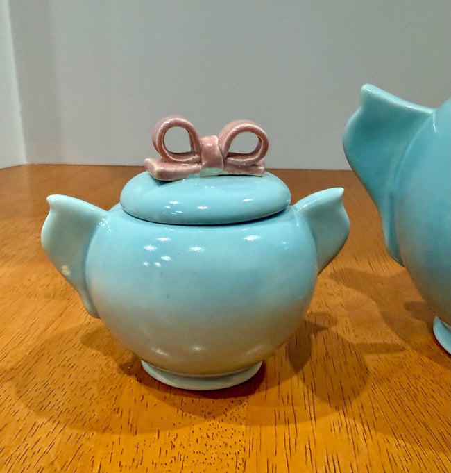 Vintage 1940s Dorette Saltzman Child's Tea Set Teapot Sugar Bowl Creamer