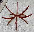 Vintage Mid-Century Brass Engraved Blessing Tray Table with Mahogany Folding Base