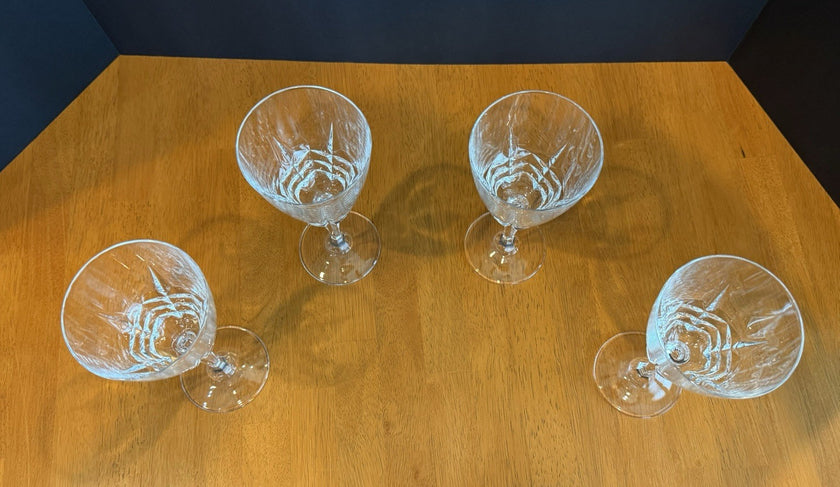 Vintage W M Dalton Cherbourg French Lead Crystal Goblets Set of 4 Original Boxes