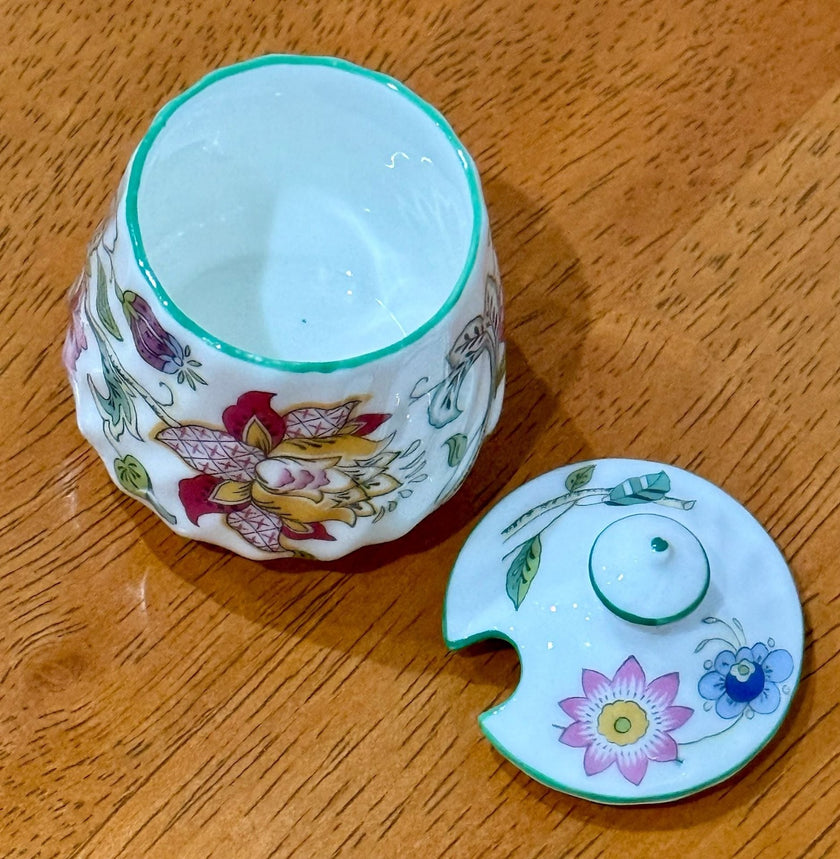 Vintage Minton Haddon Hall Bone China Mustard or Condiment Pot with Lid