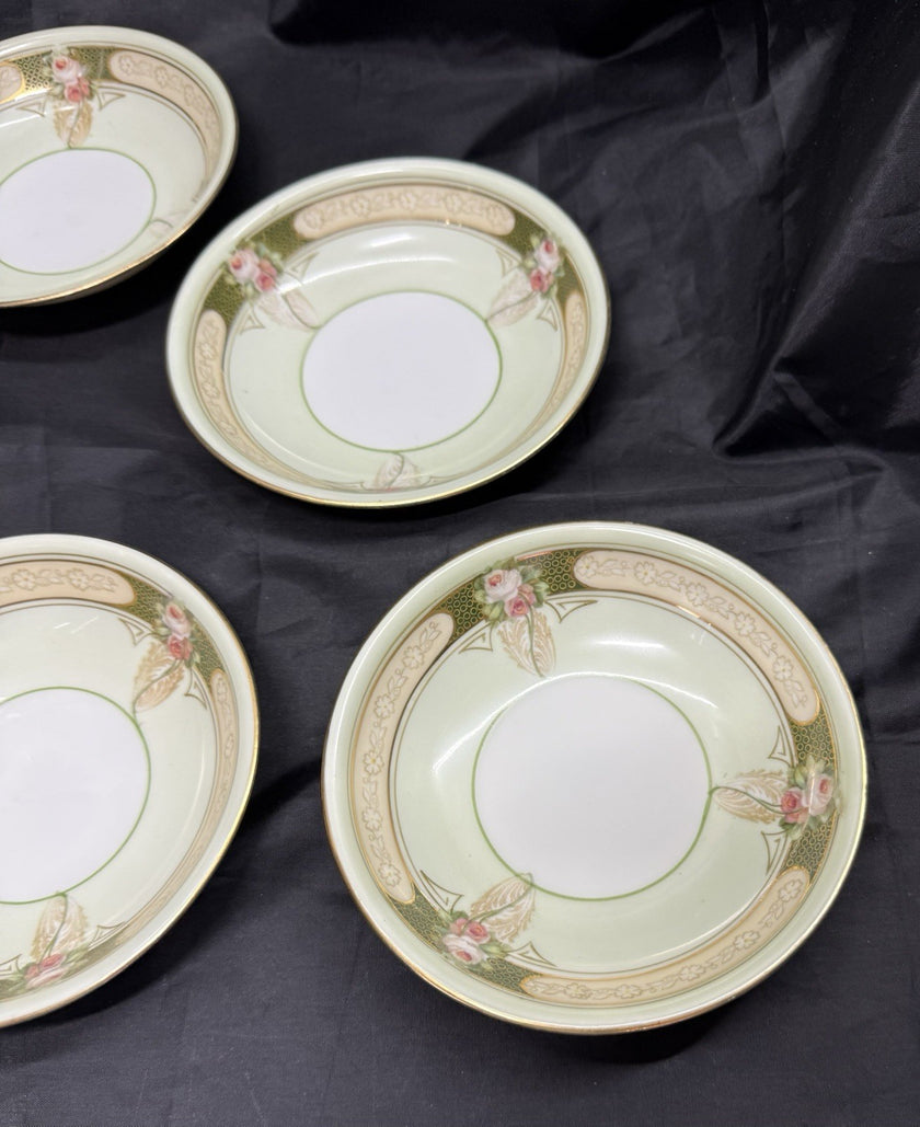 Antique Lot Of 6 Reinhold Schlegelmilch RS Germany Roses And Gold Dessert Bowls