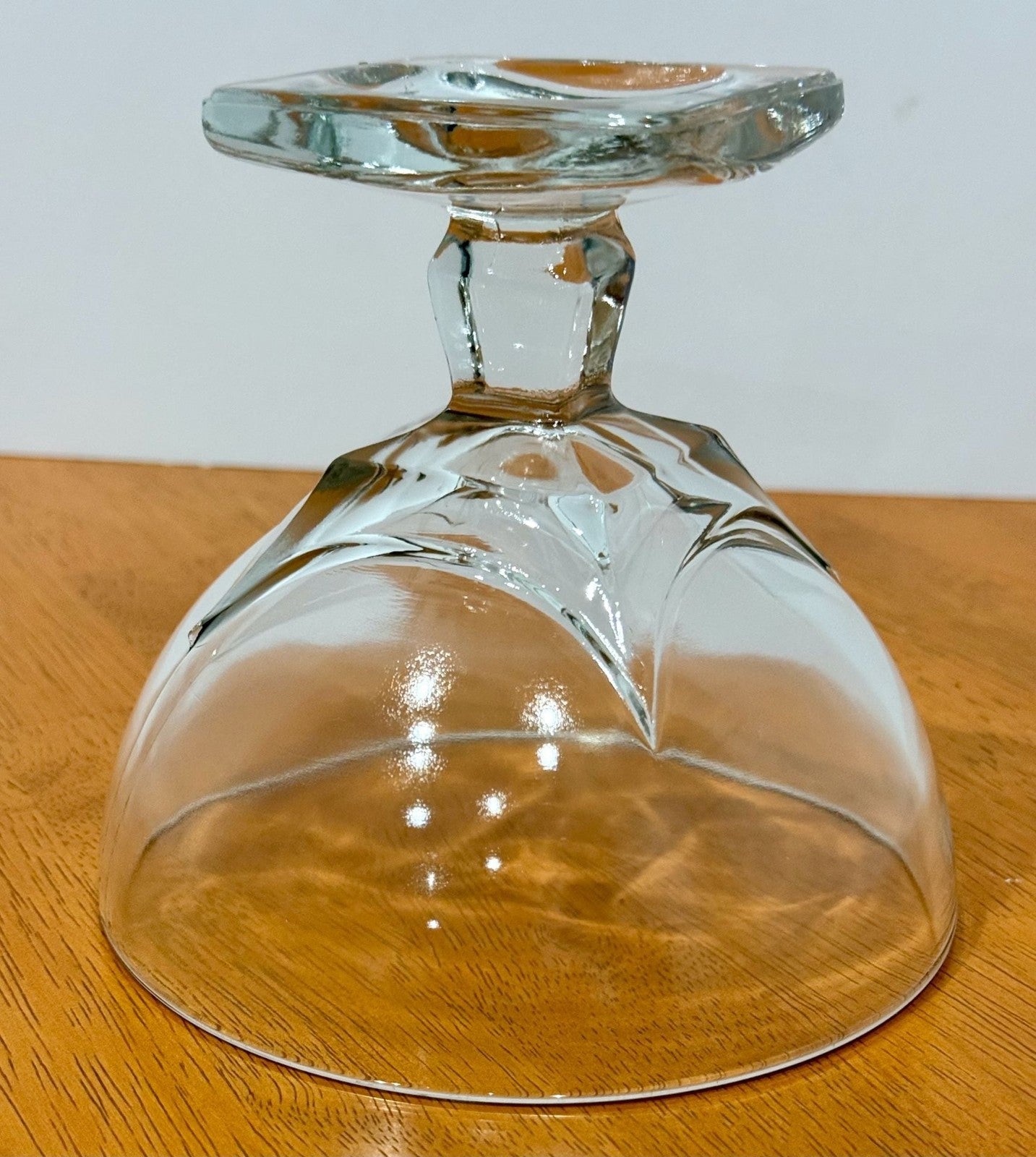 Vintage Clear Glass Pedestal Compote Bowl Square Base 5” Candy Dish Fancy