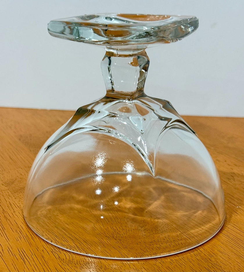 Vintage Clear Glass Pedestal Compote Bowl Square Base 5” Candy Dish Fancy