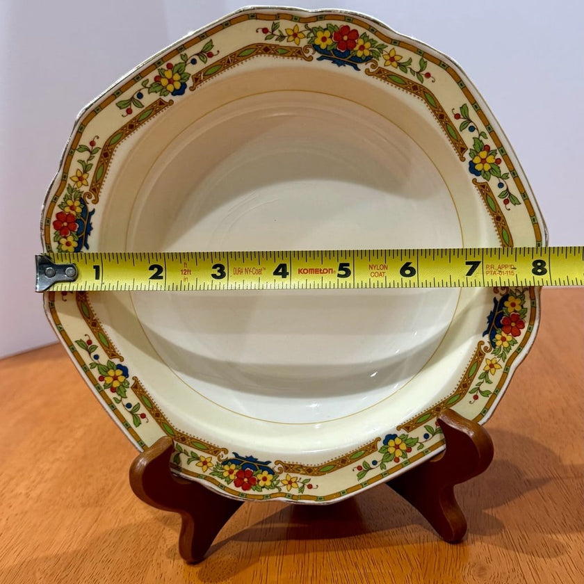 Vintage W.H. Grindley & Co. Ivory England Floral Scalloped Rim Bowl 8”