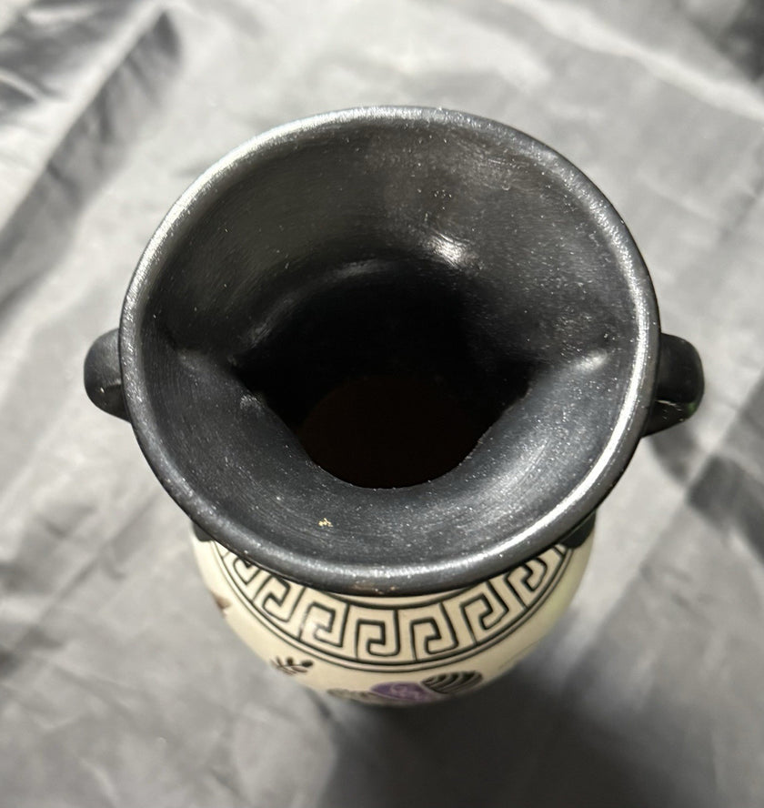 Vintage Amphora Made in Greece Hand Painted Art Pottery Greek Replica Urn Vase