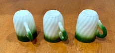 Vintage Set of 3 Green Ombre Swirl Ceramic Espresso Cups Mug Mini Teacups