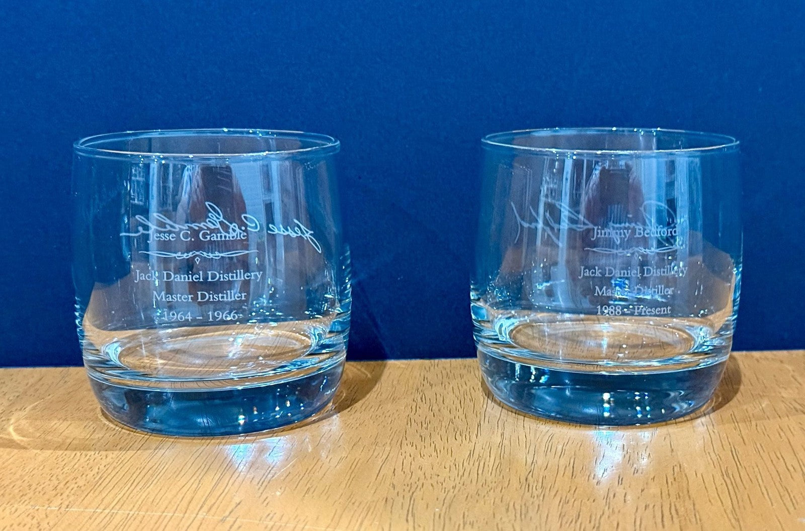 Vintage Set Jack Daniel's Master Distiller Glasses Jesse Gamble Jimmy Bedford