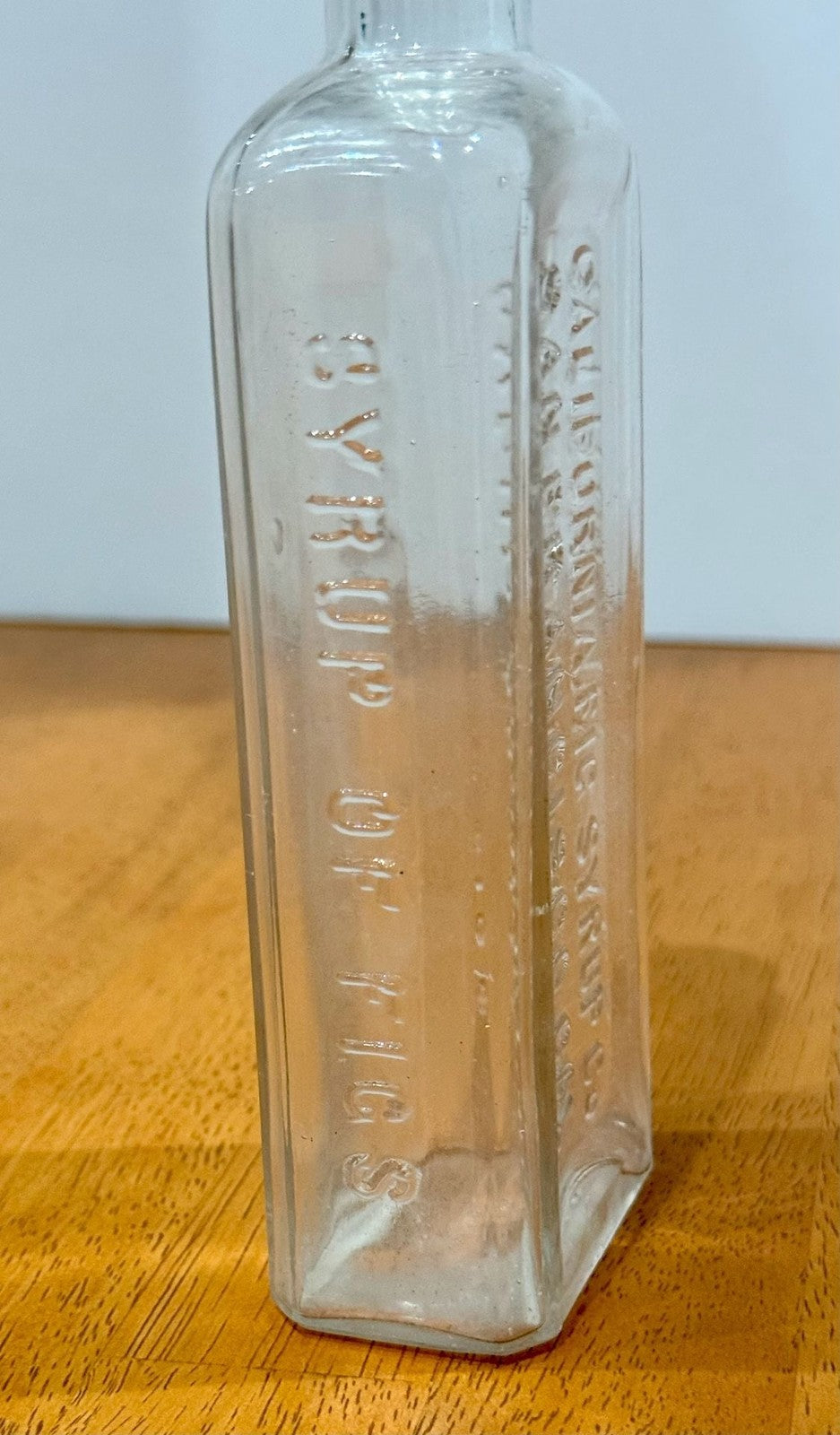 California Fig Syrup Co. Antique Glass Medicine Bottle Clear