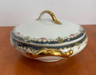 Vintage Limoges France Porcelain Covered Vegetable Serving Dish with Gold Trim
