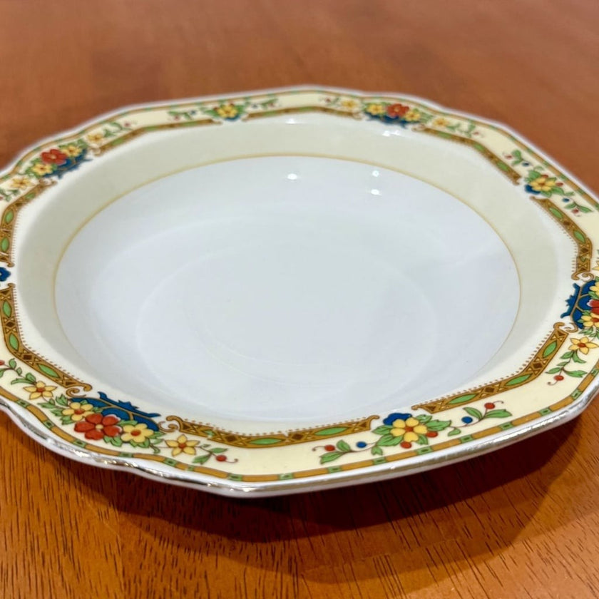 Vintage W.H. Grindley & Co. Ivory England Floral Scalloped Rim Bowl 8”