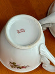 Vintage Fine China Made in Japan Moss Rose Creamer with Sugar Bowl & Lid Set