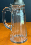 Vintage Glass Syrup Pitcher Metal Flip-Top Lid Vertical Ribbed Design