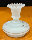 Vintage Victorian Bristol Frosted Glass Candle Holder Floral Hand-Painted