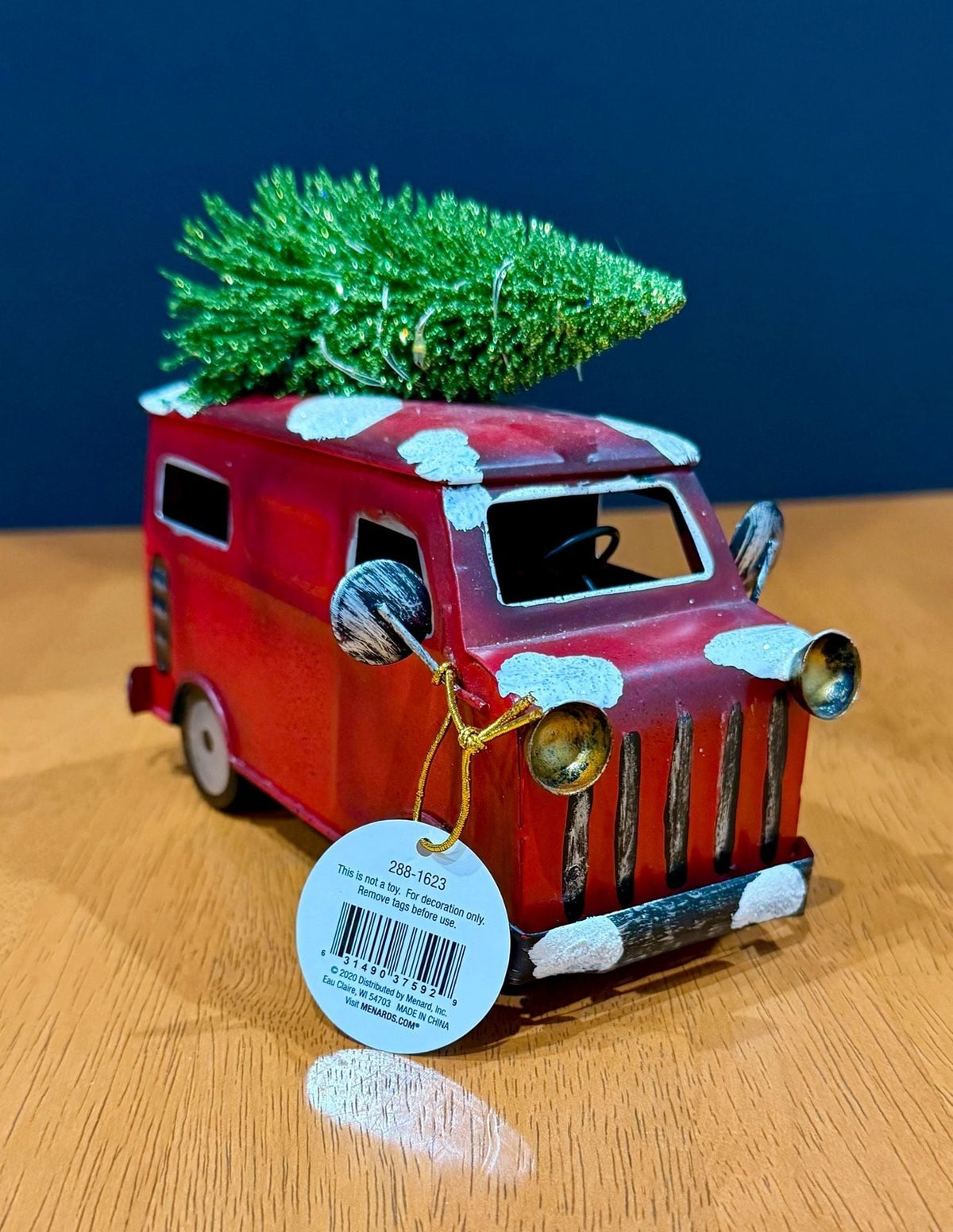 Enchanted Forest Red Metal Truck Christmas Decor Toy