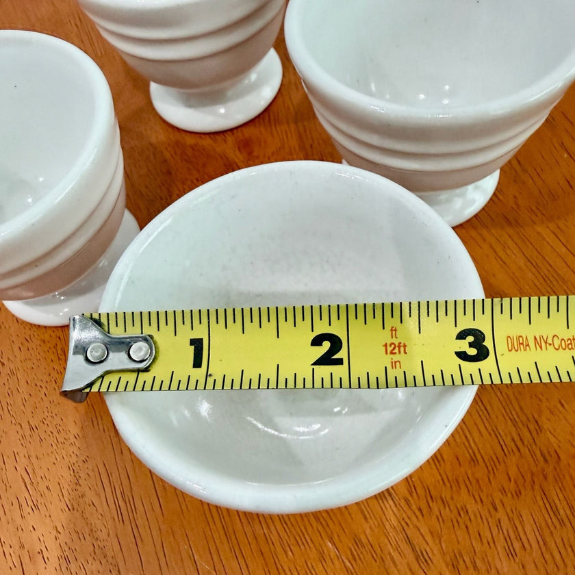 Set of 4 Vintage White Ceramic Restaurant-Ware Footed Egg Cups 3x2.5”