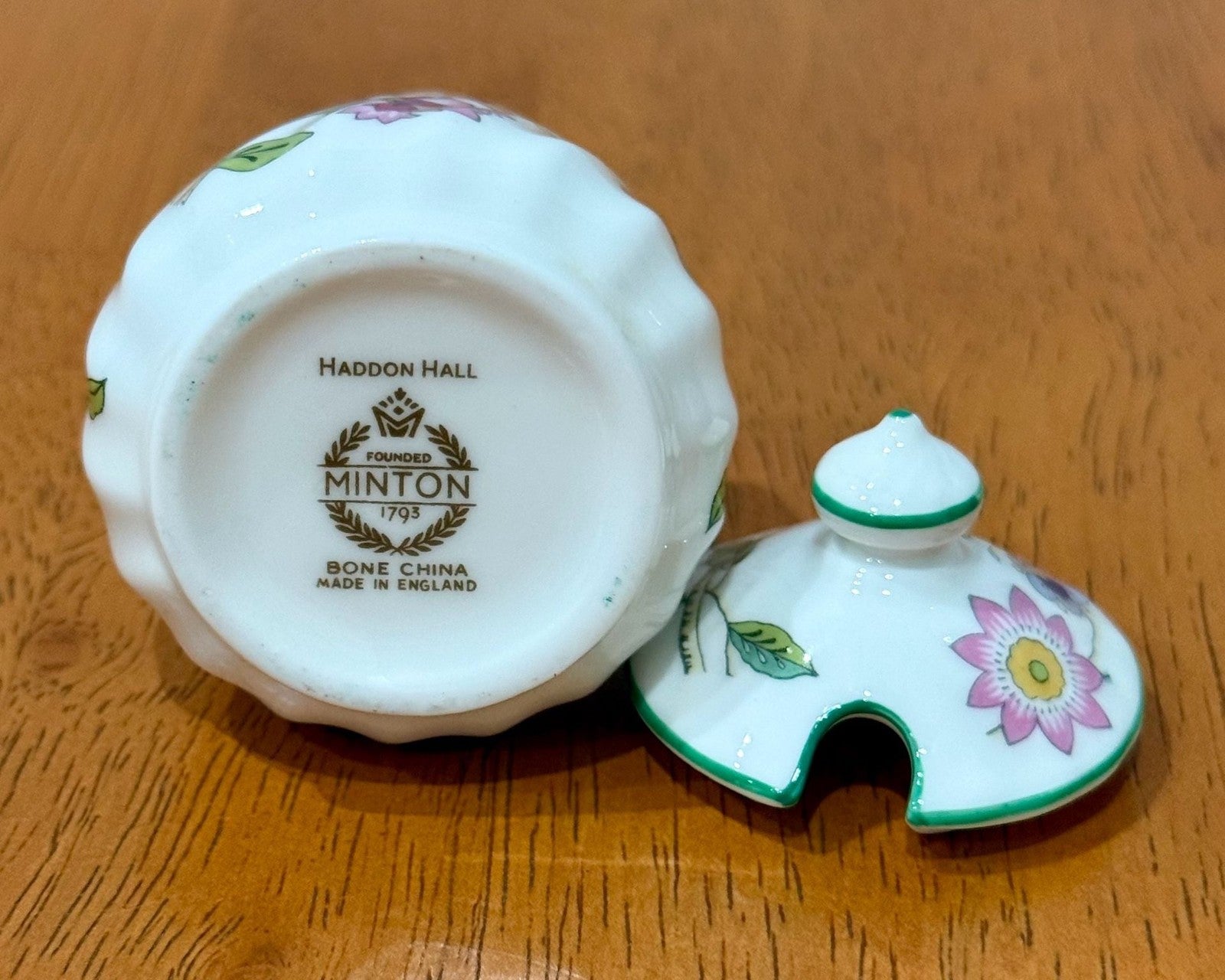 Vintage Minton Haddon Hall Bone China Mustard or Condiment Pot with Lid