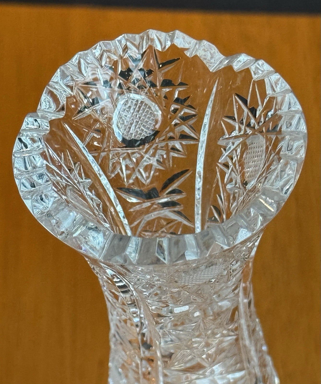Vintage Lausitzer Crystal Bud Vase Hand Cut German 24% Leaded Crystal Hobstars