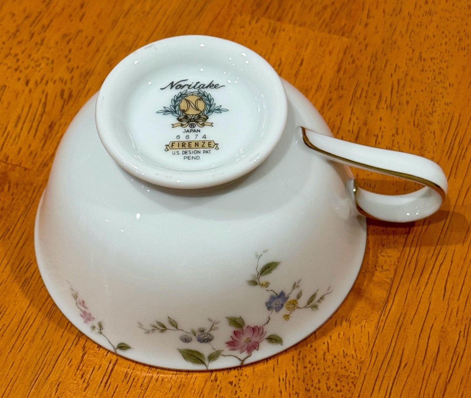 Vintage Noritake Firenze Gold Trim Tea Cup 6674 Floral Moss Rose