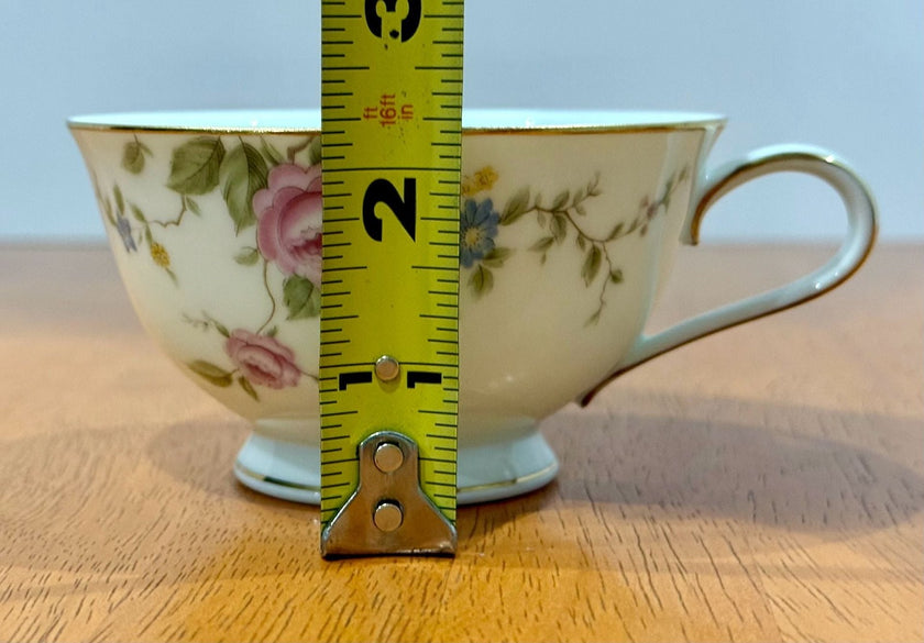 Vintage Noritake Firenze Gold Trim Tea Cup 6674 Floral Moss Rose