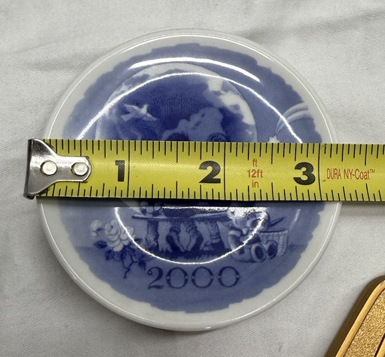 Vintage Royal Copenhagen Plates 2000 Christmas & Millennium Plates with Stands