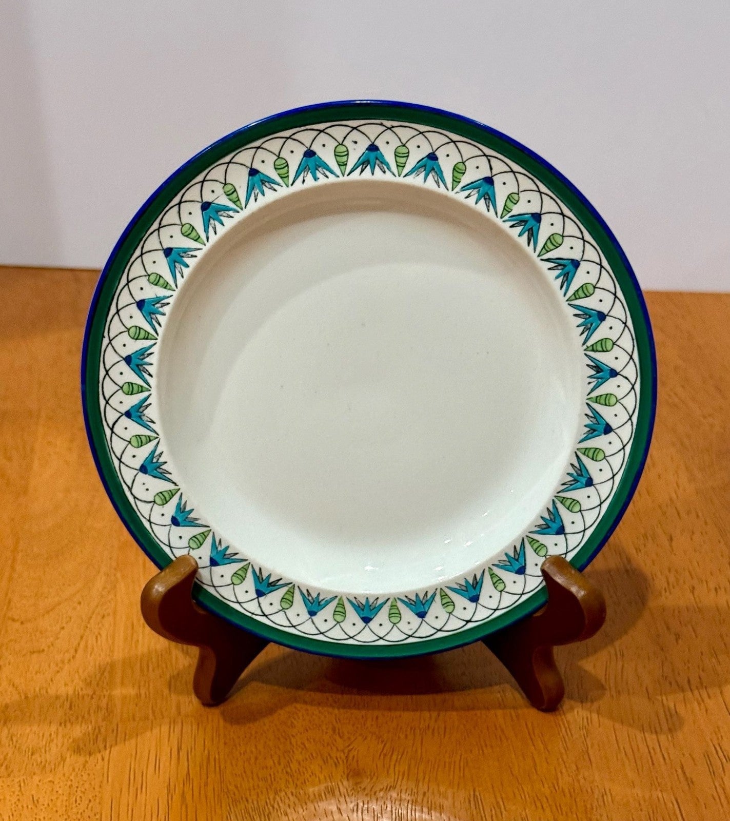 Vintage Teheran by Wedgwood Etruria England Green Blue Floral Pattern Plate