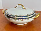Vintage Limoges France Porcelain Covered Vegetable Serving Dish with Gold Trim