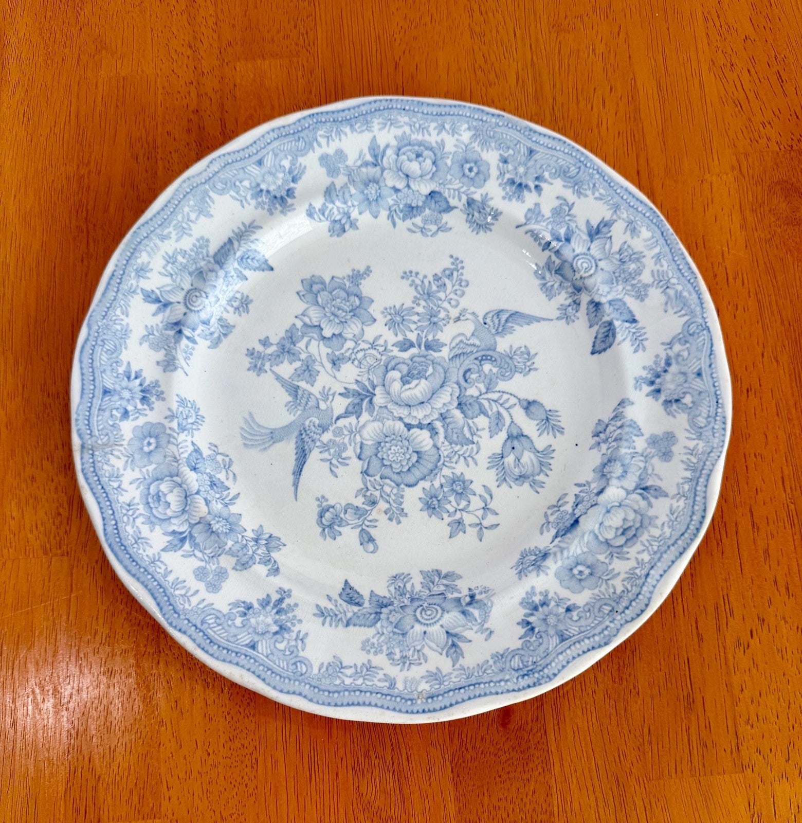 Antique Hill Pottery B&L Asiatic Pheasant Blue and White 10-Inch Dinner Plate