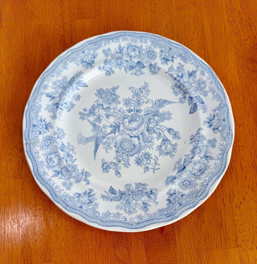 Antique Hill Pottery B&L Asiatic Pheasant Blue and White 10-Inch Dinner Plate