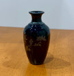 Vintage Japanese Blue Porcelain Miniature Bud Vase Silver Chrysanthemums