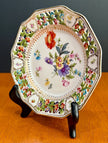 RW Bavaria Porcelain Reticulated Plate Hand-Painted Dresden Floral Design