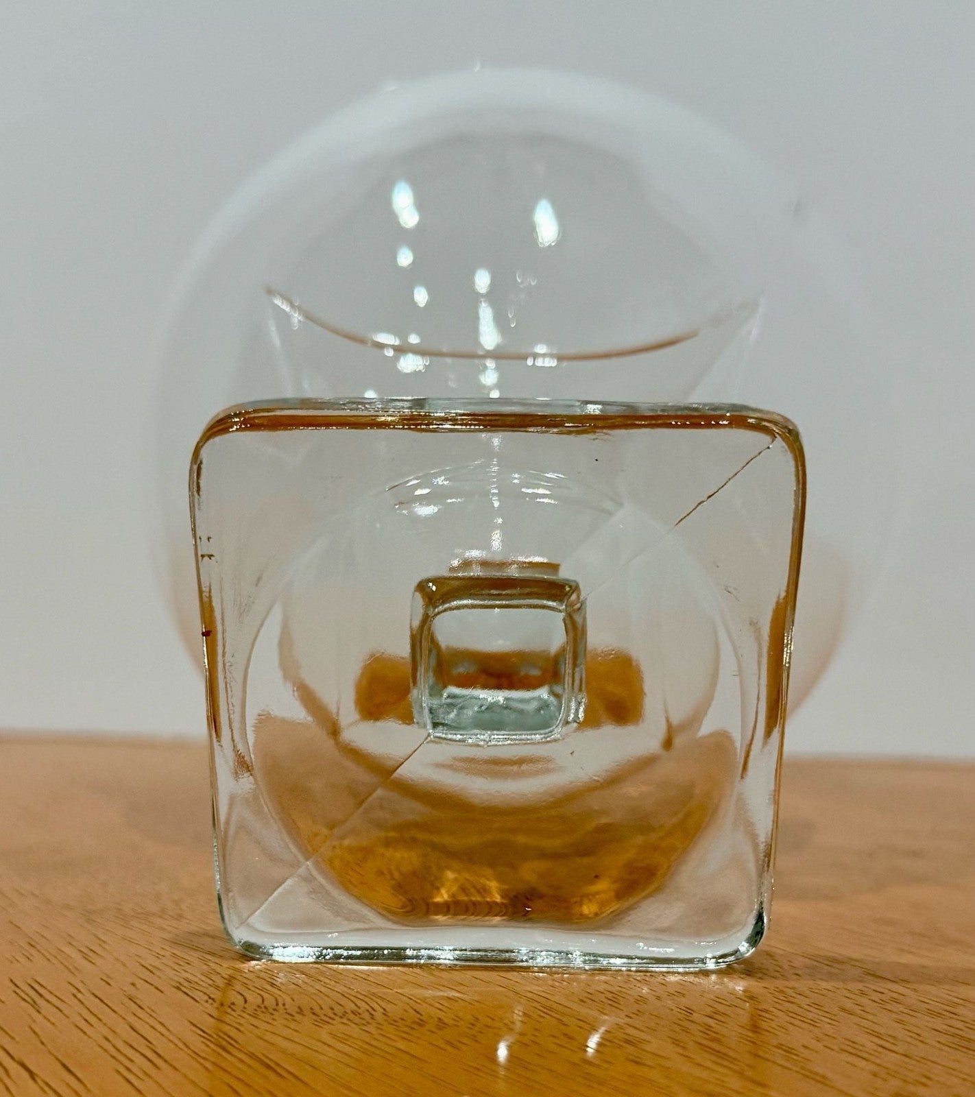 Vintage Clear Glass Pedestal Compote Bowl Square Base 5” Candy Dish Fancy