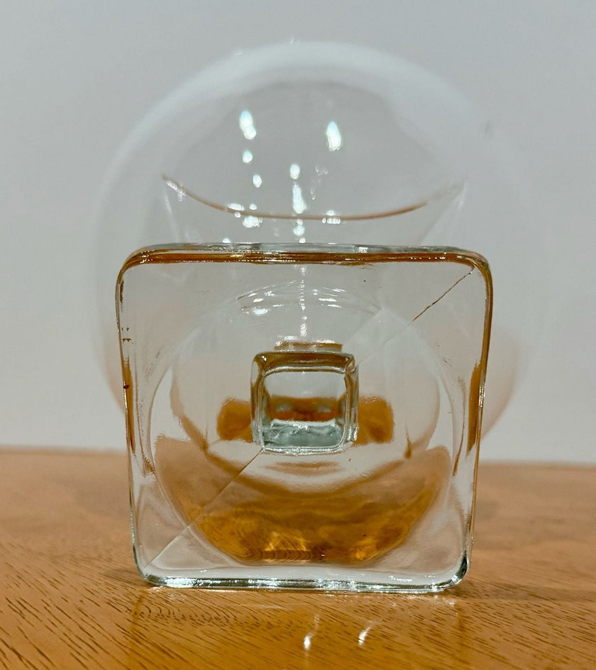 Vintage Clear Glass Pedestal Compote Bowl Square Base 5” Candy Dish Fancy