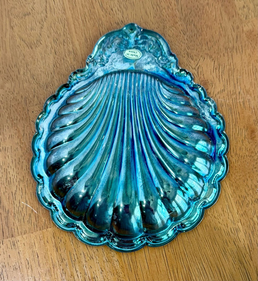 Vintage Silver Plated Shell Trinket Dish Soap Dish Seashell Shape