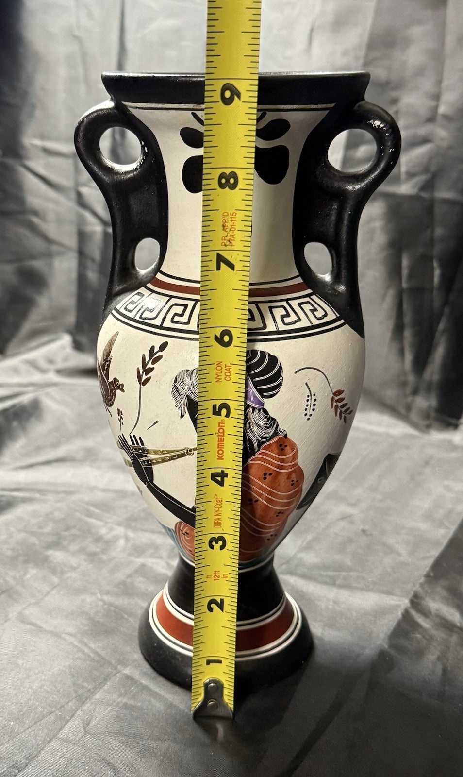 Vintage Amphora Made in Greece Hand Painted Art Pottery Greek Replica Urn Vase