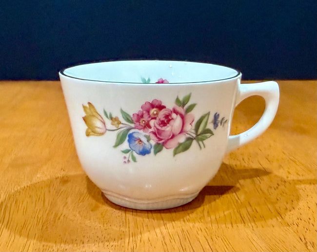 Vintage Scio Pottery Hazel Floral Tea Cup Moss Rose Pattern