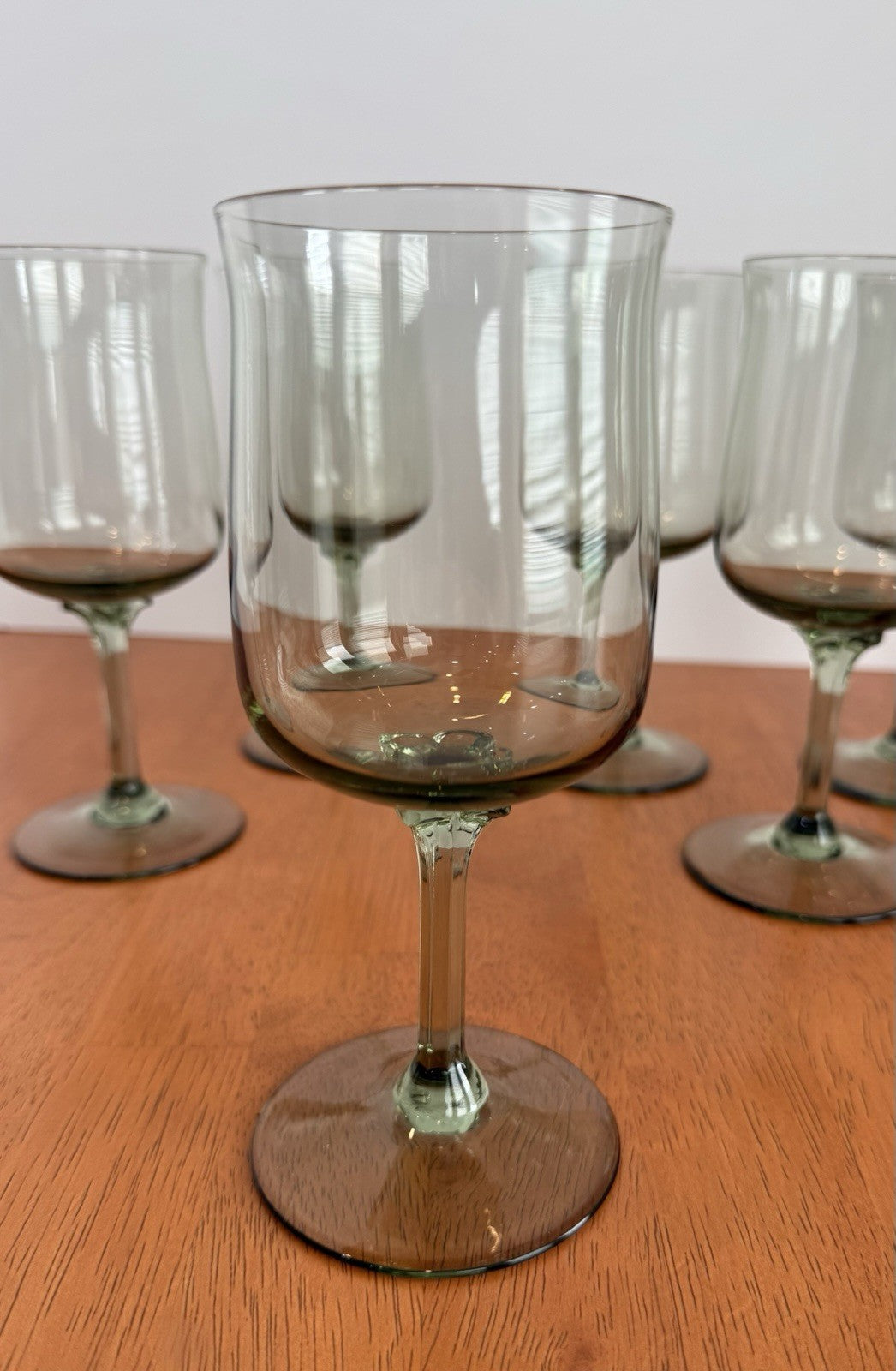 Vintage Set Of 8 Lenox Green Mist Wine Goblets Expression Line Smoky Green Sage