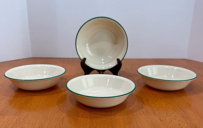 Vintage Corelle Sandstone Dark Green Rim Berry 4 Bowl Set Sandstone Garden