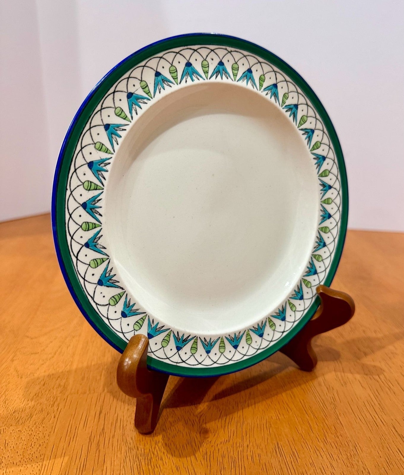 Vintage Teheran by Wedgwood Etruria England Green Blue Floral Pattern Plate