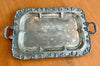 Large Vintage Silverplate Footed Serving Tray Grape & Leaf Border 24