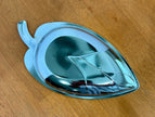 Vintage Mid-Century Modern Chrome Leaf Shaped Trinket Dish