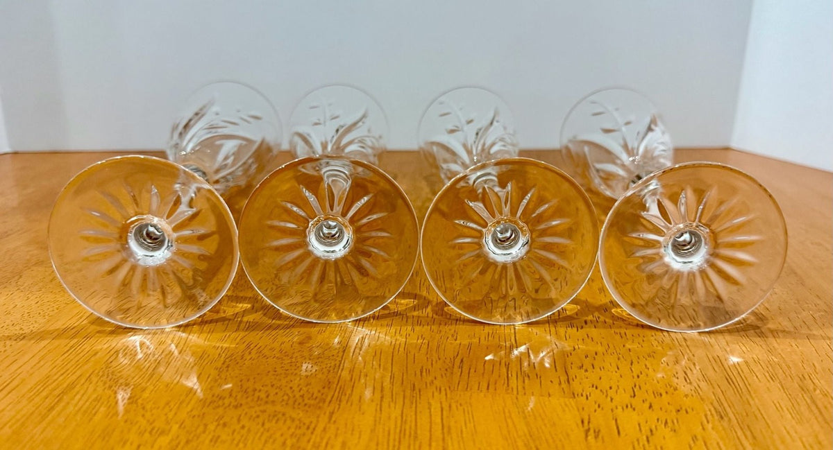 Vintage Cristal D'Arques-Durand Cassandra 4 Gold Trim Champagne Flutes